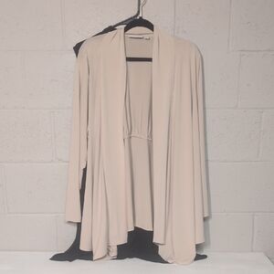 Bundle Of Susan Graver Cardigans Beige Open Front Cardigan & Black Longline